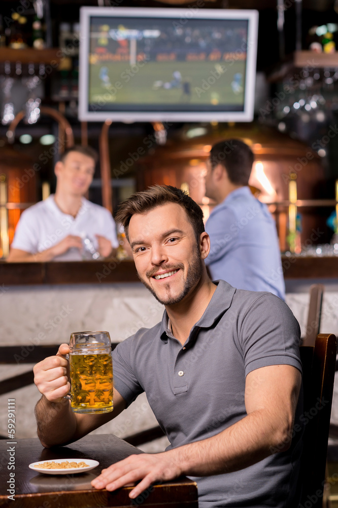 Man in beer pub.