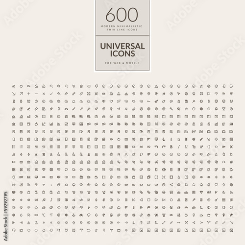 Set of 600 universal icons for web and mobile