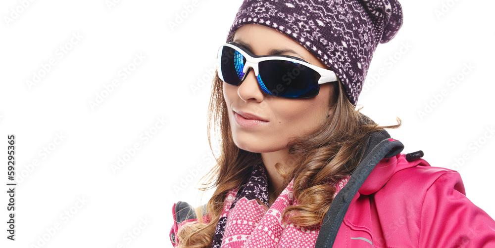 Young beautiful woman in winter clothes isolated on white Young beautiful woman in winter clothes isolated on white