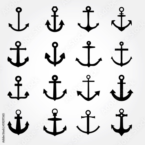 Set of anchor symbols or logo template vector