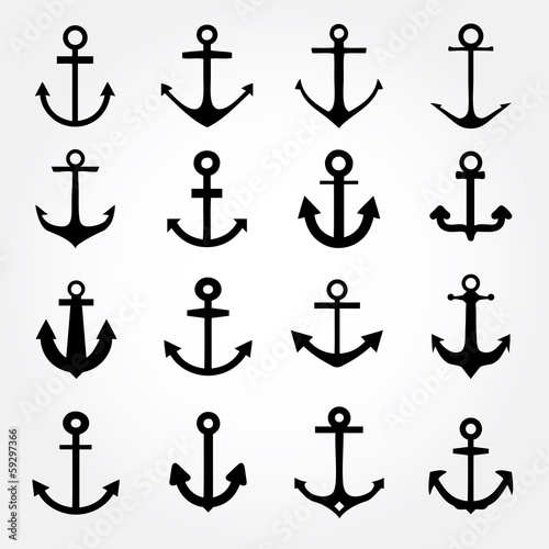 Set of anchor symbols or logo template vector