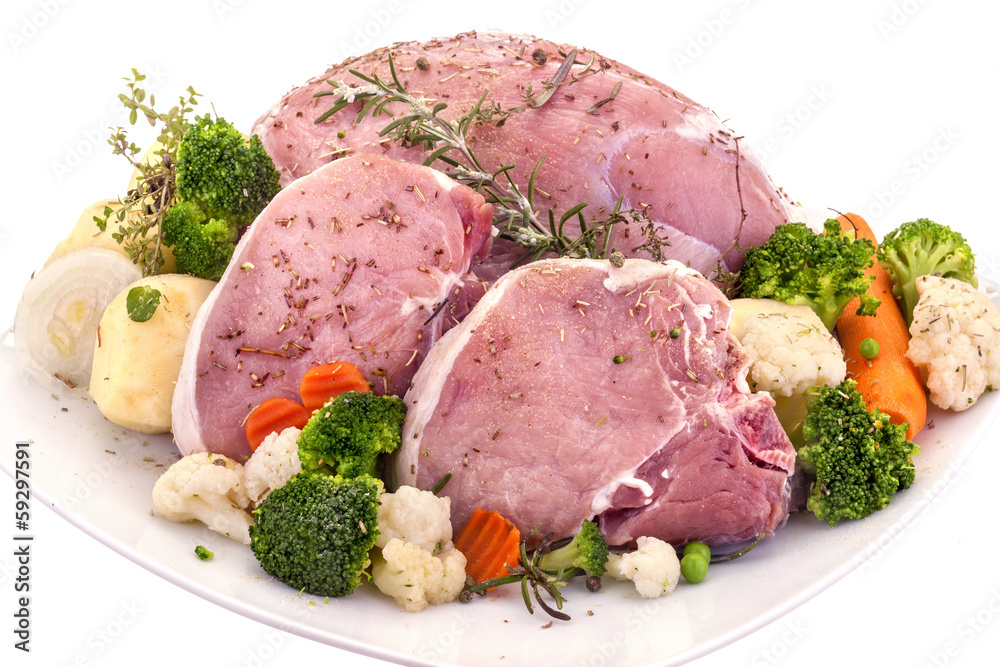 fresh pork meat with a variety of vegetables fresh pork meat with a variety of vegetables