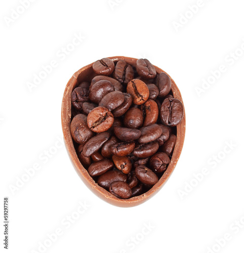 coffee beans in a chocolate egg