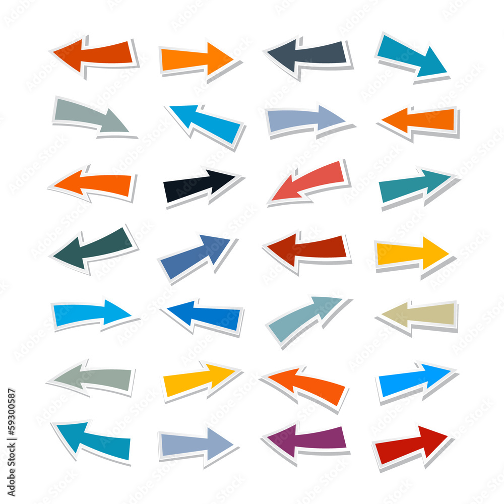 Paper Arrows Set Isolated on White Background Paper Arrows Set Isolated on White Background