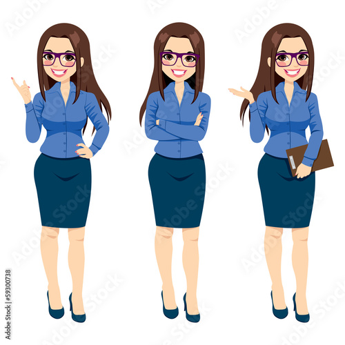 Businesswoman With Glasses Gestures
