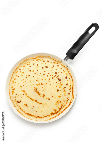 Canvas Print Frying pan with fresh homemade pancake