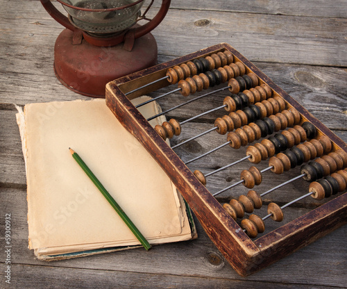 Old accounting records and accounting book photo