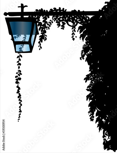 streetlamp with ivy isolated