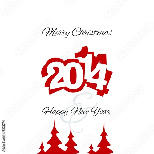 Christmas and New Year 2014 red vector