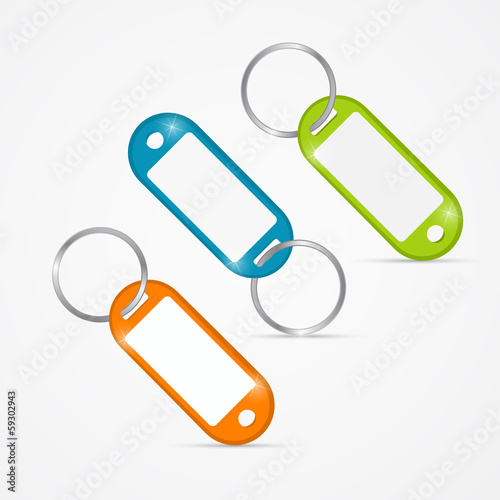 Vector Illustration of Orange, Green, Blue Key Tags