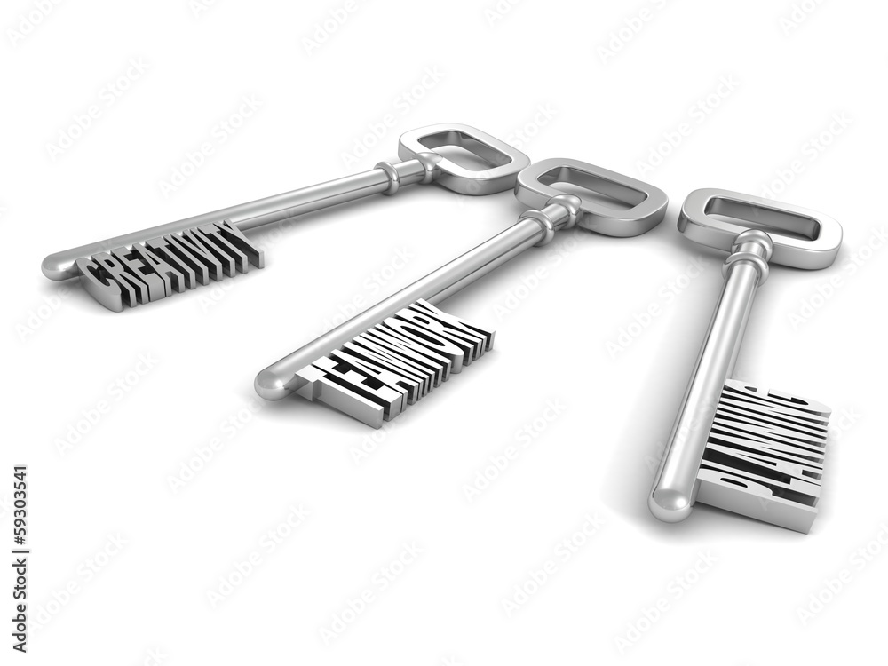 set of metallic keys with words business concept set of metallic keys with words business concept