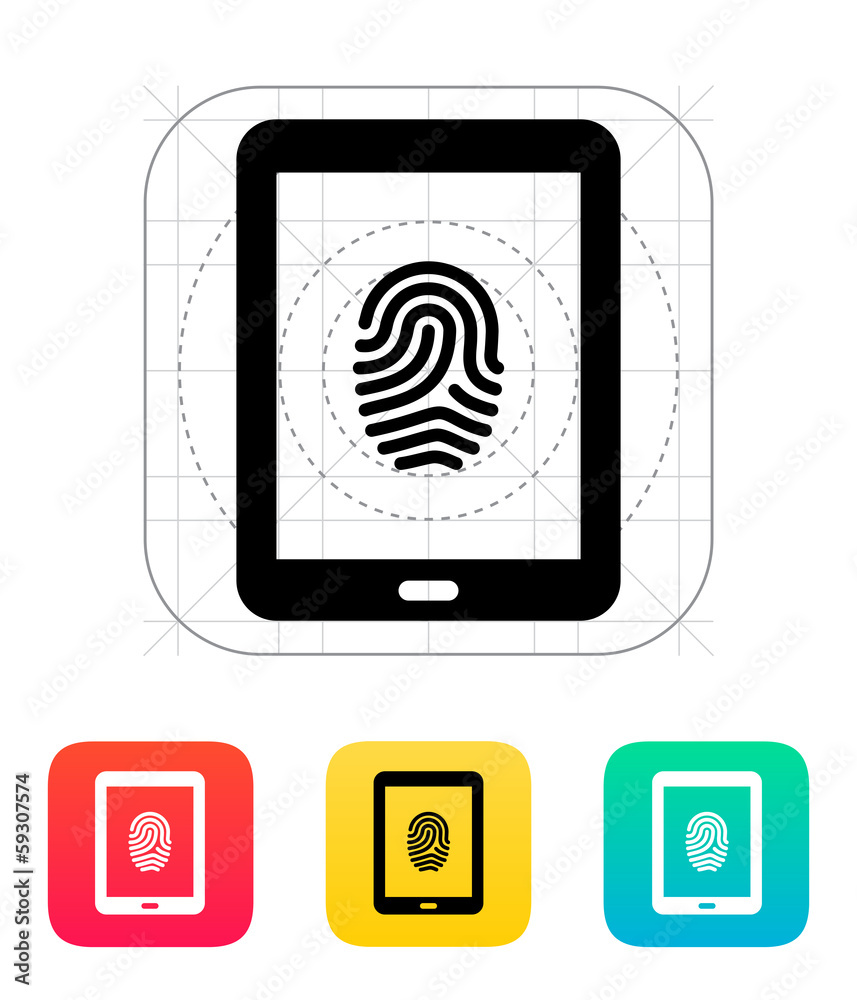 Tablet fingerprint icon. Tablet fingerprint icon.