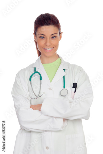 Young doctor woman smiling