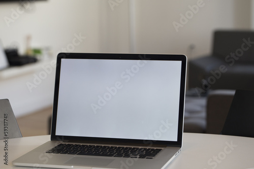 Laptop on a desk in the office