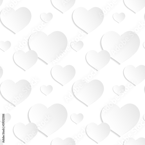 Seamless background of white paper hearts
