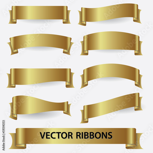 gold ribbon banners eps10