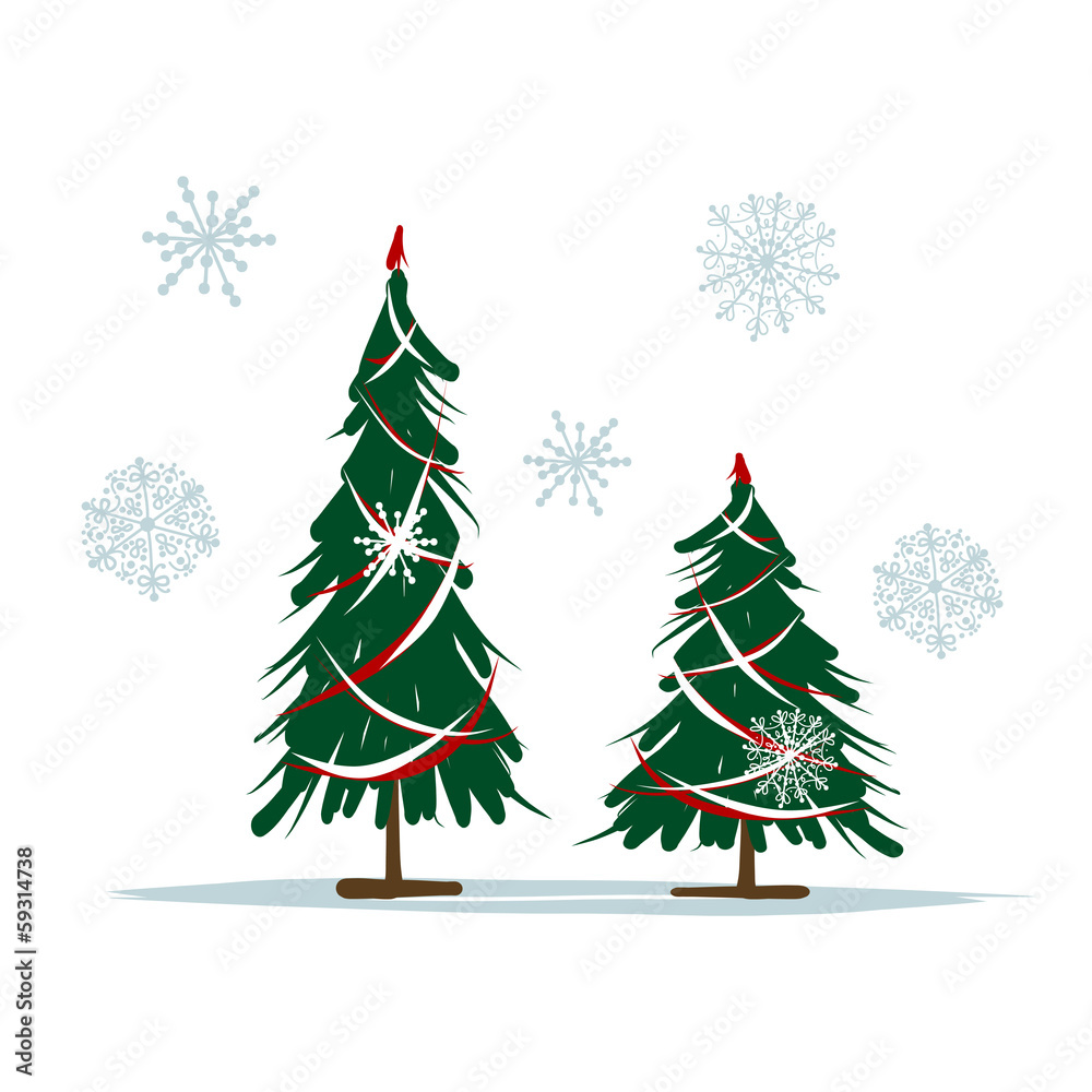 Big and small christmas trees for your design