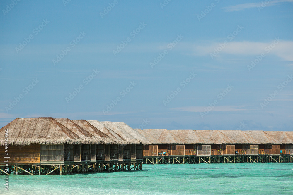 Close up picture of Maldives bungallow and water villa resort
