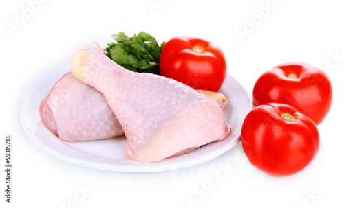 Raw chicken legs isolated on white