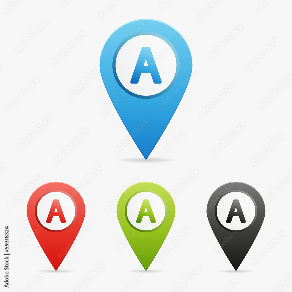 Vector letter and number pointers Vector letter and number pointers