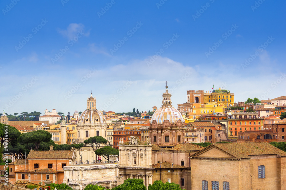Morning view over the roofs of Rome