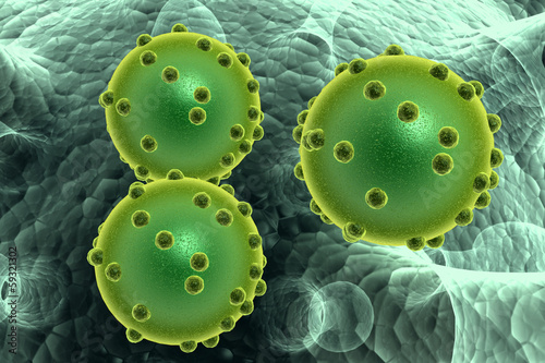 green bacterial intruder cells causing sickness photo