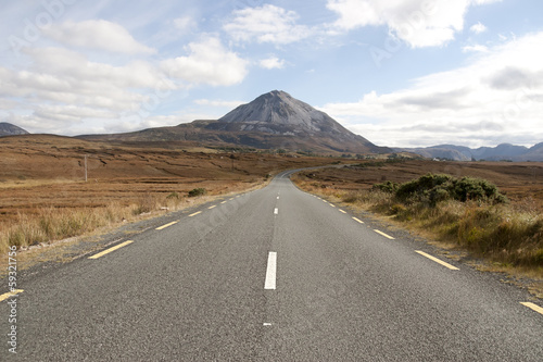 road to the Errigal mountains in county Donegal Ireland photo