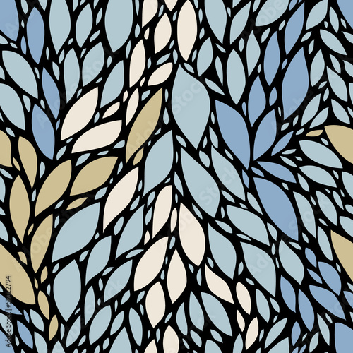 Blue and beige leaves on bl...