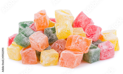 Obraz na plátne Heap of colorful Turkish delight isolated on white