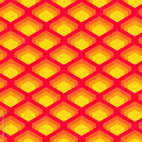 Geometric overlapped squares seamless pattern in red and yellow