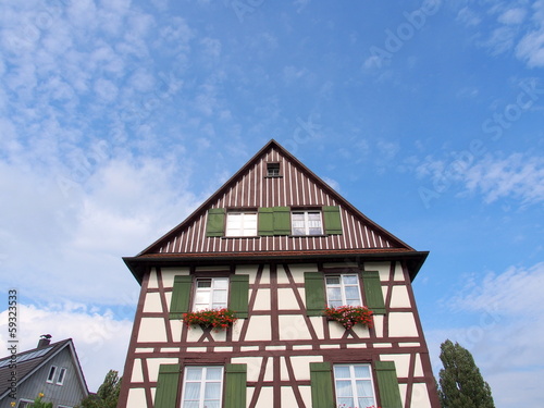 Traditional half-timbered house in Reichenau Island, Germany © Takashi Images