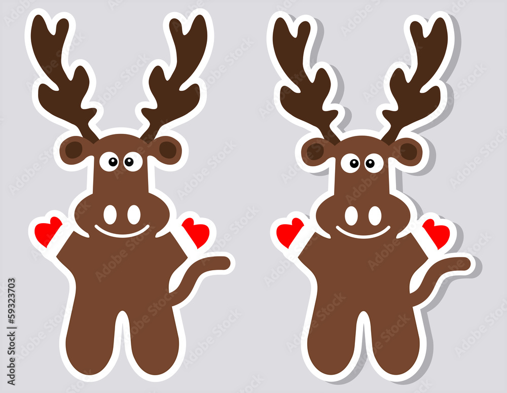 a sticker happy deer with and without shadow a sticker happy deer with and without shadow