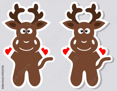 a sticker happy deer with and without shadow