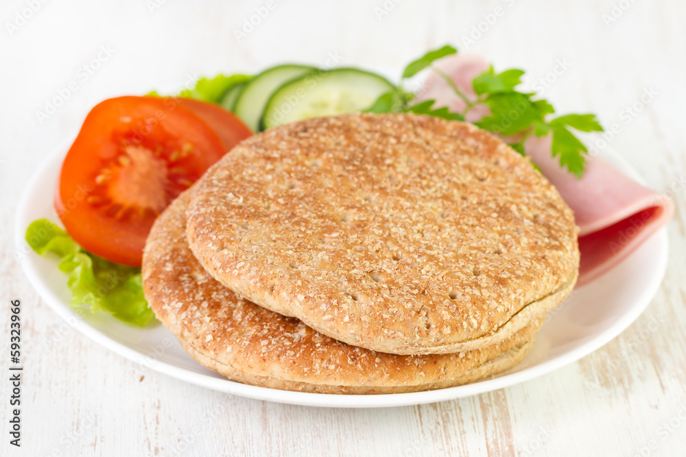 healthy bread with ham and vegetables healthy bread with ham and vegetables