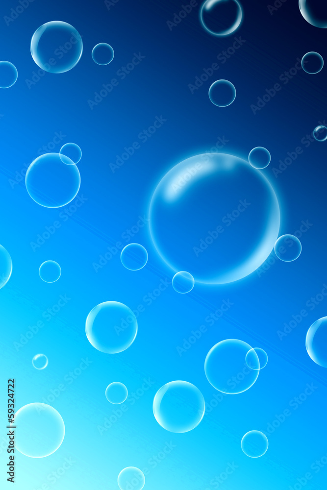 Bubbles on Blue Gradient Background
