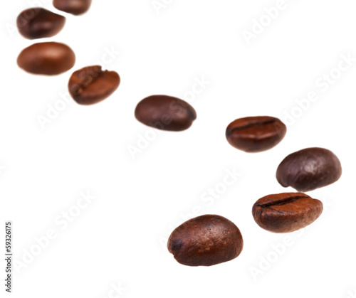 winding line pattern from roasted coffee beans