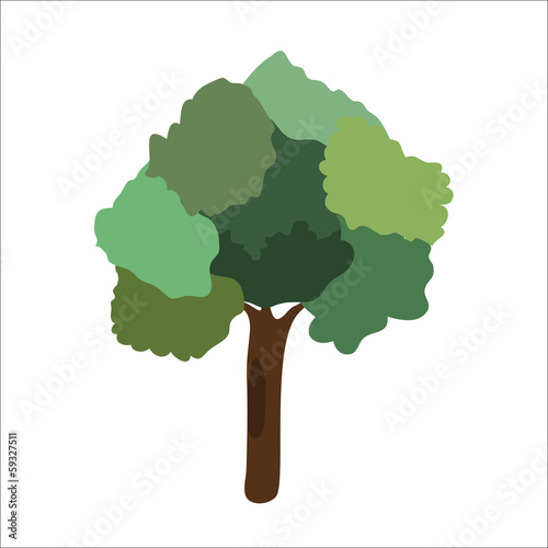 vector Illustration of tree with green foliage