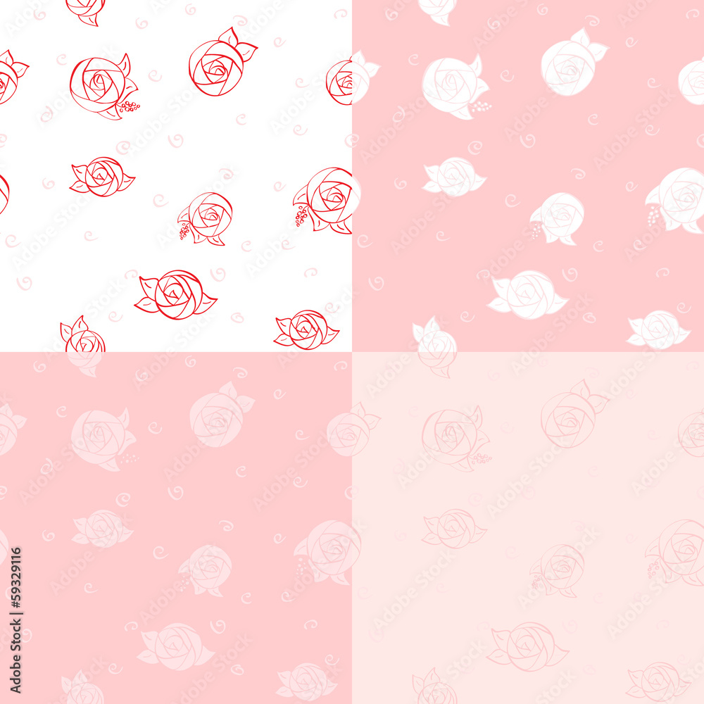 Set of four seamless floral pattern