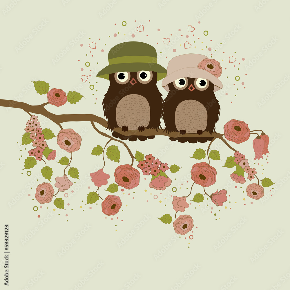 Fototapeta premium Owls on branch