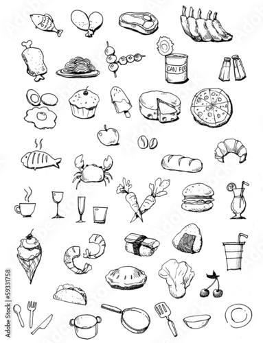 Food icons hand drawn illustration.