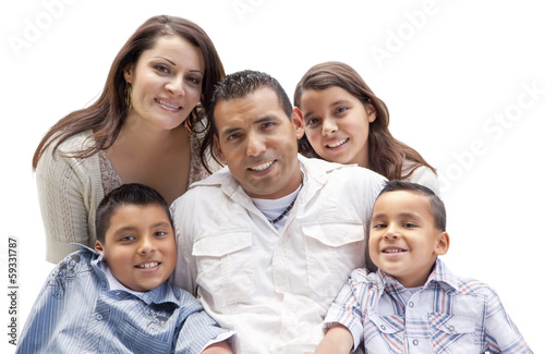 Wallpaper Mural Happy Attractive Hispanic Family Portrait on White Torontodigital.ca