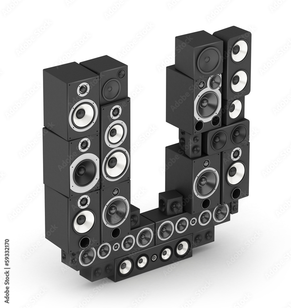 Letter U from speaker in isometry Letter U from speaker in isometry