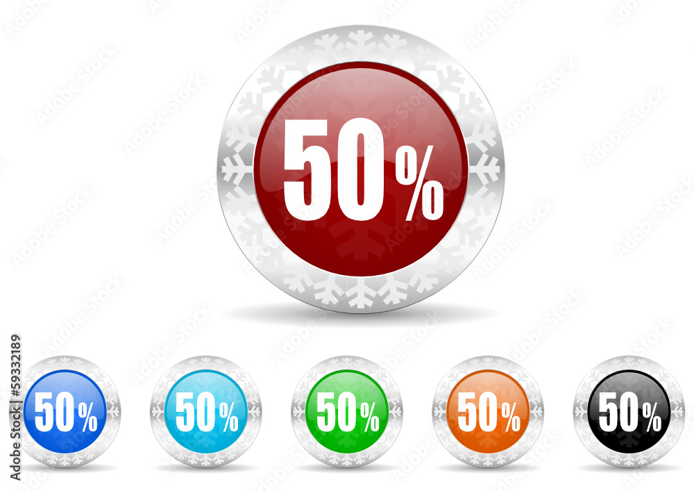 50 percent icon vector set