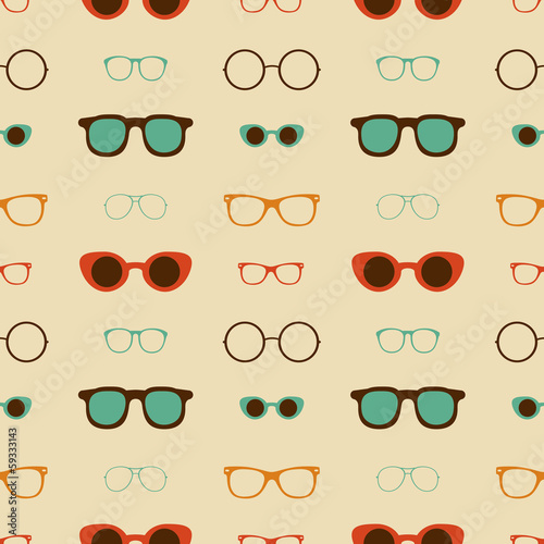 Hipster Glasses Vector Seamless Pattern