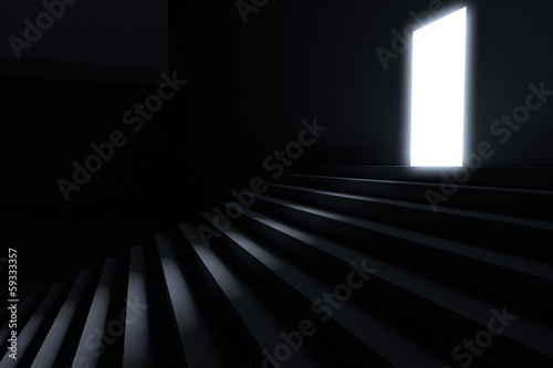 Steps leading to light in the darkness photo
