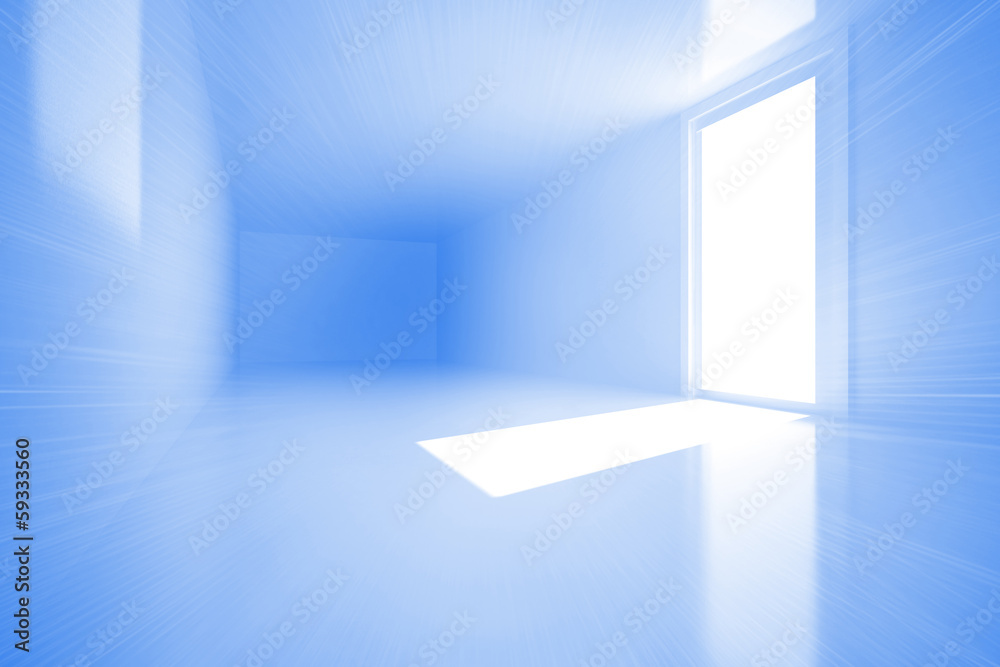 Bright blue room with window Bright blue room with window