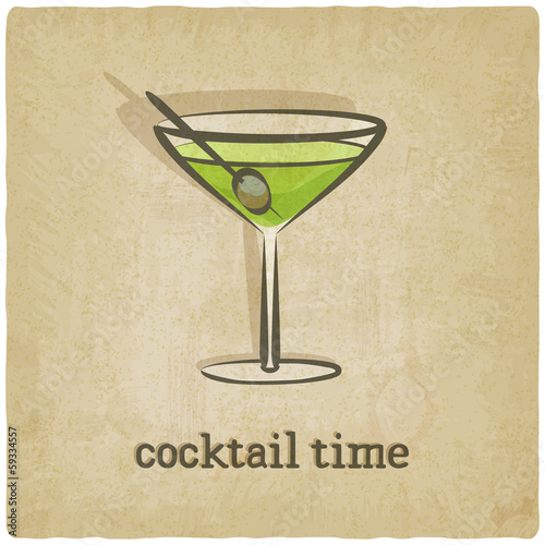 old background with cocktail - vector illustration