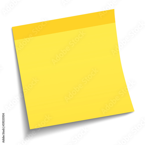 Light yellow sticky note on white background