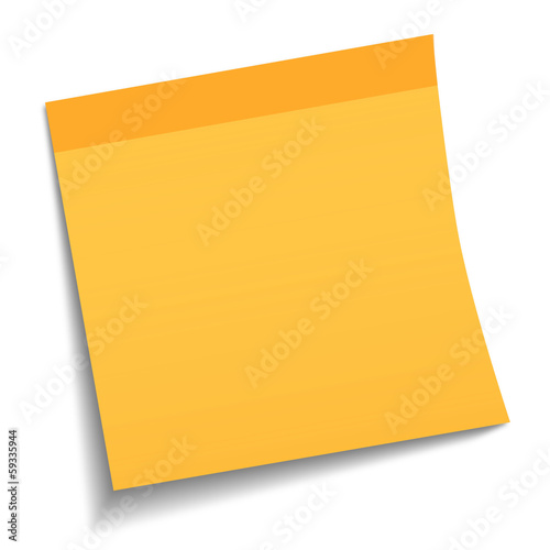 Light orange sticky note on white background