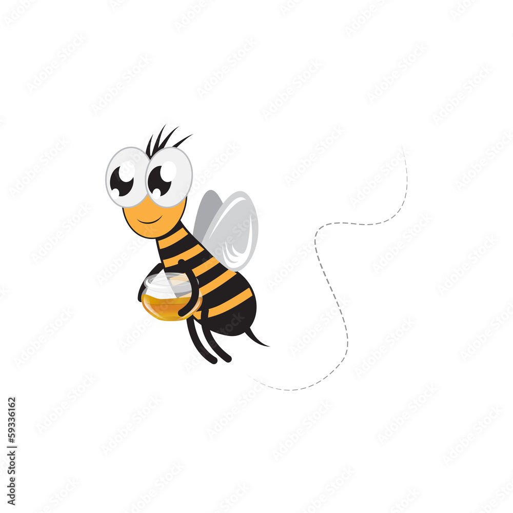 Bee - Isolated On White Background - Vector Illustration